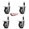 Service Caster 4'' Black Poly Swivel 1'' Expanding Stem Caster Set Total Lock Brake, 4PK SCC-EXTTL20S414-PPUB-BLK-1-4 - alternate 2